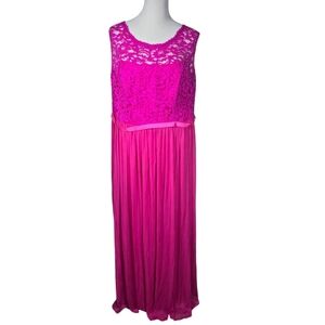 David's Bridal Plus Size 22 Fuchsia Bright Pink Lace Formal Wedding Dress Gown